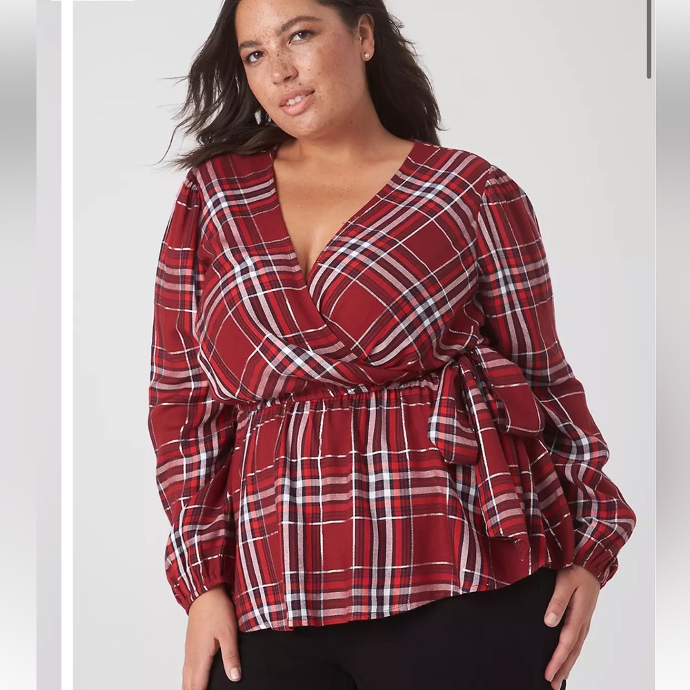 NWT Lane Bryant Peplum Faux Wrap Top